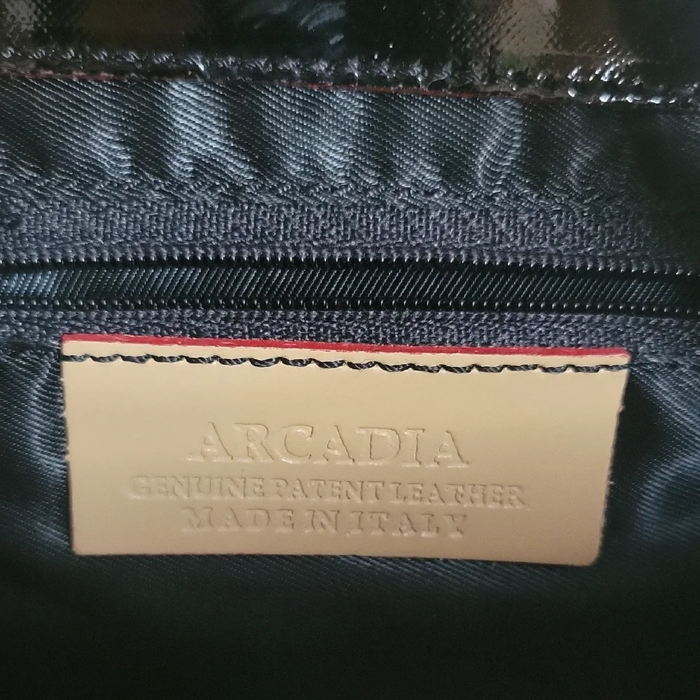 Arcadia Black Italian Patent Leather Backpack Bag Handbag Purse Women's Woman's
